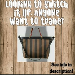 TRADE ONLY- Fendi Pequin Striped Tote Bag, Red